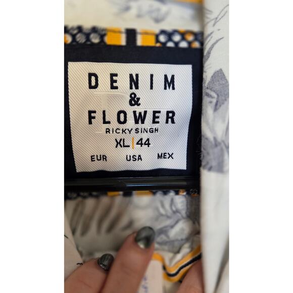 Denim & Flower Ricky Singh Floral Hooded Windbreaker Jacket Men’s XL Zip Up - Picture 3 of 7